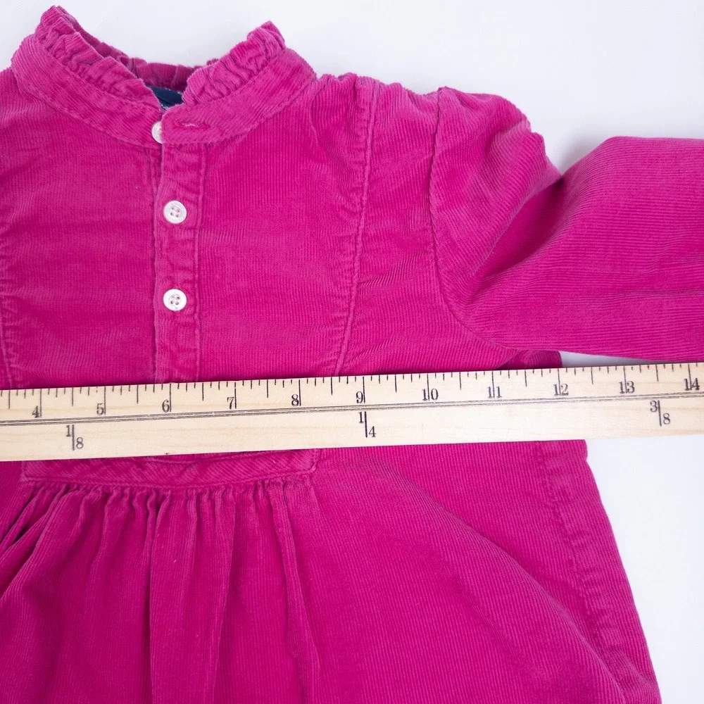 Ralph Lauren Corduroy Top Kids 24M Pink Ruffle Neck Button‎ Front Long Sleeve